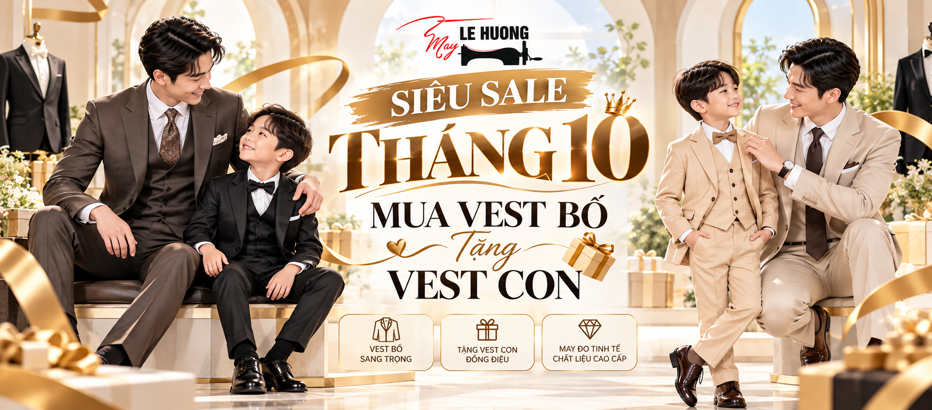Siêu sale tháng 10 - Mua vest bố tặng vest con